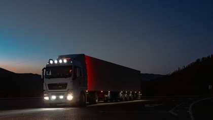 logistics truck night road transport